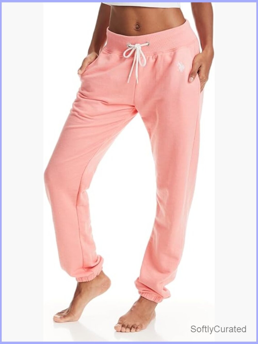 French Terry Joggers with Pockets, Mid Rise, Adjustable Waist